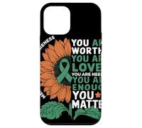 Sunflower You Are Worthy Loved Needed Mental Health Custodia per iPhone 12 mini