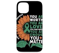 Sunflower You Are Worthy Loved Needed Mental Health Custodia per iPhone 13