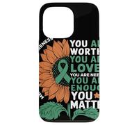 Sunflower You Are Worthy Loved Needed Mental Health Custodia per iPhone 13 Pro