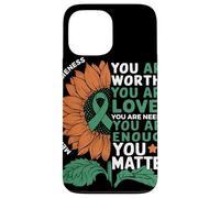 Sunflower You Are Worthy Loved Needed Mental Health Custodia per iPhone 13 Pro Max