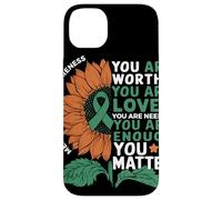 Sunflower You Are Worthy Loved Needed Mental Health Custodia per iPhone 14 Plus