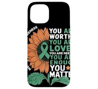 Sunflower You Are Worthy Loved Needed Mental Health Custodia per iPhone 15