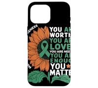 Sunflower You Are Worthy Loved Needed Mental Health Custodia per iPhone 16 Pro Max