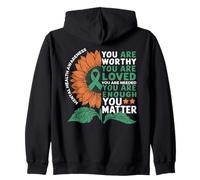Sunflower You Are Worthy Loved Needed Mental Health Felpa con Cappuccio