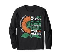 Sunflower You Are Worthy Loved Needed Mental Health Maglia a Manica