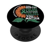 Sunflower You Are Worthy Loved Needed Mental Health PopSockets PopGrip Adesivo