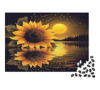 SunflowerFieldDogs Puzzle 1000 Pezzi Regalo per Amanti, Cane in campo di girasoli al tramonto, Gioco Educativo e Sfida, Divertente per Famiglie