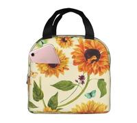 Sunflowers And Butterflies Borsa Pranzo Impermeabile Borsa Termica Addensato Borse Termiche Per Campeggio Viaggio Donna 22X20X13Cm