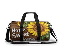 Sunflowers and Home Sweet Home - Borsa da palestra da viaggio per donne e uomini, cilindrica, borsa da allenamento sportiva con tracolla