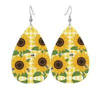 Sunflowers Bee Summer Orecchini In Pelle Stampato Pendenti Divertenti Orecchini Per Decorazioni Donne