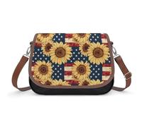 Sunflowers - Borsa a tracolla da donna, con bandiera degli Stati Uniti, alla moda, con tracolla regolabile