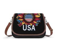 Sunflowers - Borsa a tracolla da donna, con bandiera degli Stati Uniti, alla moda, con tracolla regolabile
