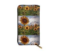 Sunflowers Fields Portafoglio in pelle per uomo e donna con cerniera intorno alla borsa lunga porta carte di credito, nero, taglia unica, Nero , Taglia unica, Classico
