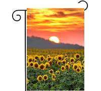 Sunflowers Flower Flowers Sunset Spring Summer Seasonal Landscape Flag Resistente Alle Intemperie Bandiera Colore Vivido Bandiera Da Giardino Per Esterno Festival Feste 30X45Cm