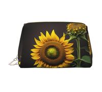 Sunflowers in the Weeds - Beauty case portatile, compatto, con scomparti interni organizzati per uso quotidiano, Oro, One Size