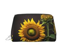 Sunflowers in The Weeds - Borsa organizer in pelle per articoli da toeletta da donna, adatta ai viaggi, Argento, Taglia unica, Beauty case