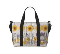 Sunflowers on Wooden Travel Duffel Bag Carry On Tote Bags For Men, Weekender Pernottamento Bag,Sport Tote Gym Bag, nero, Taglia unica