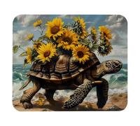 Sunflowers Sea Turtle Beach Tappetino Scrivania Durevoli Mouse Pad Comodo Tappetino per Mouse per Gaming Lavoro Laptop 25X30Cm