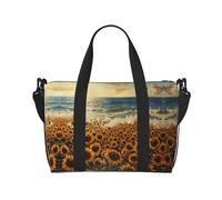 Sunflowers Sea Women Travel Duffel Bag, Large Weekender Carry-On Tote, Gym Workout Bag, Mommy Hospital Bag, nero, Taglia unica