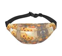 Sunflowers under the windowsill Large Fashion Crossbody Marsupio da viaggio casual per ragazzi, adatto per sport, corsa, ciclismo, viaggi, pesca