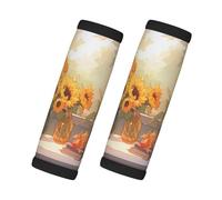 Sunflowers under the windowsill Print 2 pack bagagli Handle Wraps for Suitcase, Soft Grips Travel Tag Covers, for Car Carry -On Bag