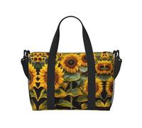 Sunflowers Women Travel Duffel Bag, Large Weekender Carry -On Tote, Gym Workout Bag,Mommy Hospital Bag, nero, Taglia unica