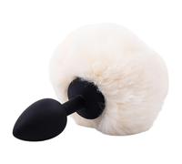 Sunfo - plug anale con coda da coniglio (bianco-nero)