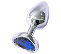 Sunfo - plug anale in metallo a cuore con pietra blu (argento)