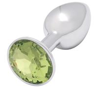 Sunfo - Plug anale in metallo con pietra verde lime (argento)
