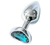 Sunfo - plug anale in metallo con pietra a forma di cuore, color azzurro (argento)
