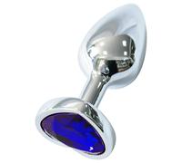 Sunfo - plug anale in metallo con pietra a forma di cuore viola scuro (argento)