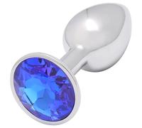 Sunfo - plug anale in metallo con pietra blu (argento)