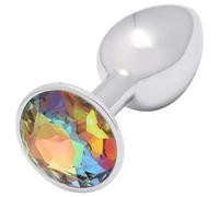 Sunfo - Plug anale in metallo con pietra gialla (argento)