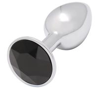 Sunfo - plug anale in metallo con pietra nera (argento)