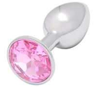 Sunfo - Plug anale in metallo con pietra rosa (argento)