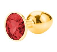Plug Anale in Metallo con Gemma Scintillante (Oro-Rosso)