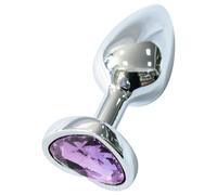Sunfo - Plug anale in metallo con pietra viola a forma di cuore (argento)