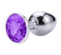 Sunfo - plug anale in metallo con gemma (argento-viola)