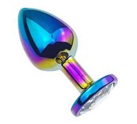 Sunfo - plug anale in metallo - pietra bianca - arcobaleno