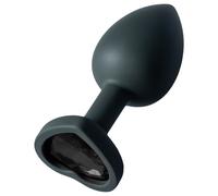 Sunfo - plug anale in silicone con gemma a cuore nera (nero)