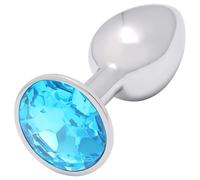 Sunfo - plug anale metallico con gemma azzurro chiaro (argento)