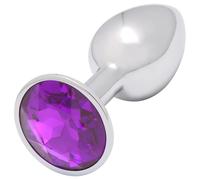 Sunfo - plug anale metallo con gemma viola scuro - argento