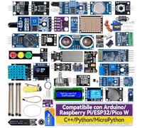 SunFounder Kit sensore universale compatibile con Arduino Mega/R3/R4 Minima/WiFi Nano, Raspberry Pi 5/4B/3B+/Zero 2 W/, Pico W, ESP32, C++, Python, MicroPython, principianti e ingegneri