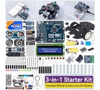 SunFounder Kit Super Starter 3-in-1 con Arduino Uno R4 Minima originale, progetti IoT e Smart Car, WiFi ESP8266, batteria, oltre 50 tutorial passo-passo, conforme RoHS