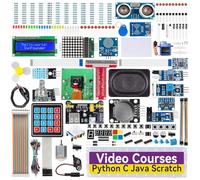 SunFounder Raspberry Pi Ultimate Starter Kit per Raspberry Pi 4B 3B+ 400, Python C Java Scratch, Tutorial dettagliati online, 133 progetti, 337 articoli (modulo fotocamera, altoparlante, LCD I2C, ecc)