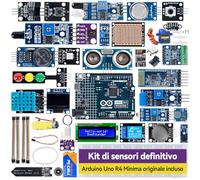 SunFounder Ultimate Sensor Kit con Arduino Uno R4 Minima originale, conforme a RoHS, sensori durevoli IoT ESP8266 IIC LCD1602 OLED, tutorial online e video corsi per principianti e ingegneri