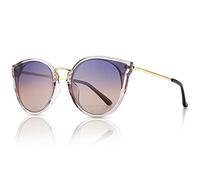 SUNGAIT Donna Oversize Occhio di Gatto Polarizzati Vintage UV-Protezione Occhiali da Sole (Cornice Grigia Trasparente/Lente Sfumatura Viola)