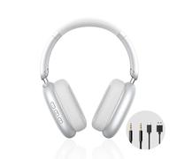 Sungive Cuffie Bluetooth 6.1 wireless 2025, con ANC & ENC, HiFi, microfono, uso con cavo e wireless, alta insonorizzazione, 30h autonomia, pieghevoli, USB, per telefono PC lavoro viaggio,Argento