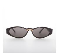 Sunglass Vintage Nero Anni '90 Con Dettaglio Oro Lenti Grigie - Gala