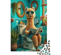 Sunglasses Llama Puzzle in Pezzi Bathroom Alpaca 1000 Pezzi Carta Riciclata Per Donne, Regali Per Uomini Puzzle in Pezzi Gioco Educativo Per Rilassarsi 52x38cm/1000pcs